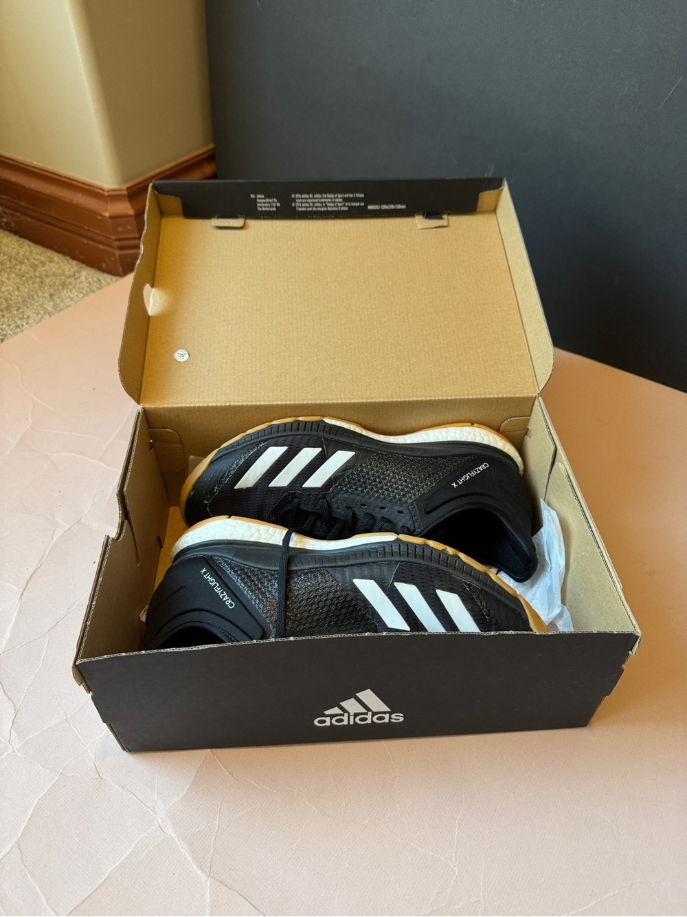 adidas Black and White women’s volleyball Shoes with Gum Sole